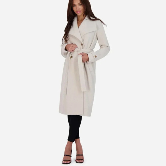 NWT Avec Les Filles Belted Wool Trench Coat Size M - Picture 4 of 10